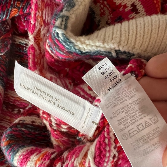 Loft Sweater Wool Fair Isle Striped Knit Fall Winter Cozy Boho Colorful Size M - Picture 5 of 5